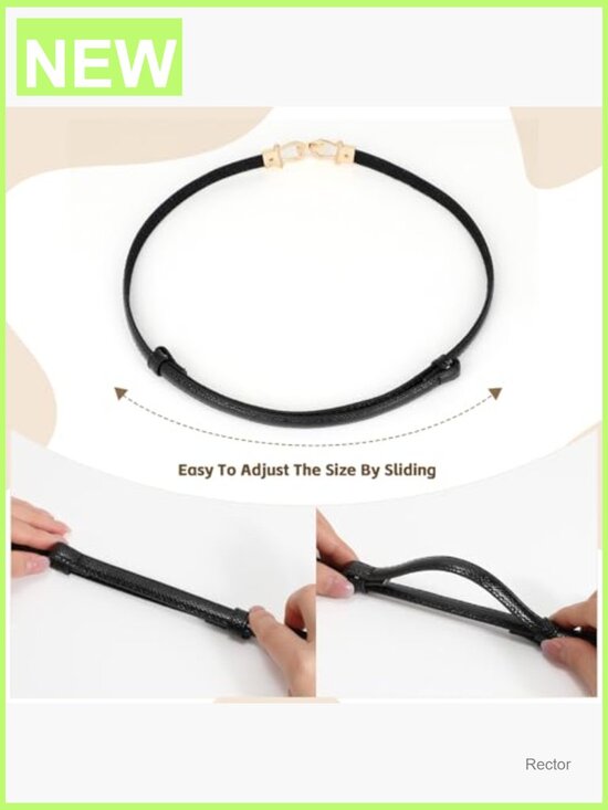 Skinny Waist Belt Adjustable Faux Leather Gold Buckle main image 5